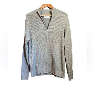 NWT! National grey cable knit 1/4 zip sweater